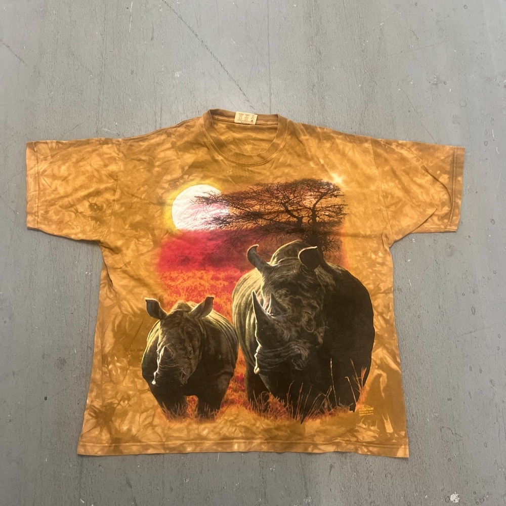 The Mountain T-Shirt Mens XL Brown Rhinos Graphic Print Short Sleeve Streetwear